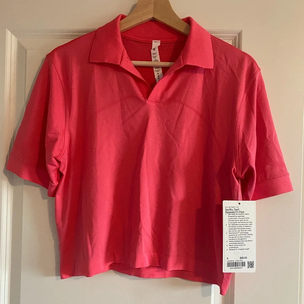 Lululemon Swiftly Tech Relaxed-Fit Polo Shirt Size 6 LIPG Lip Gloss Pink New